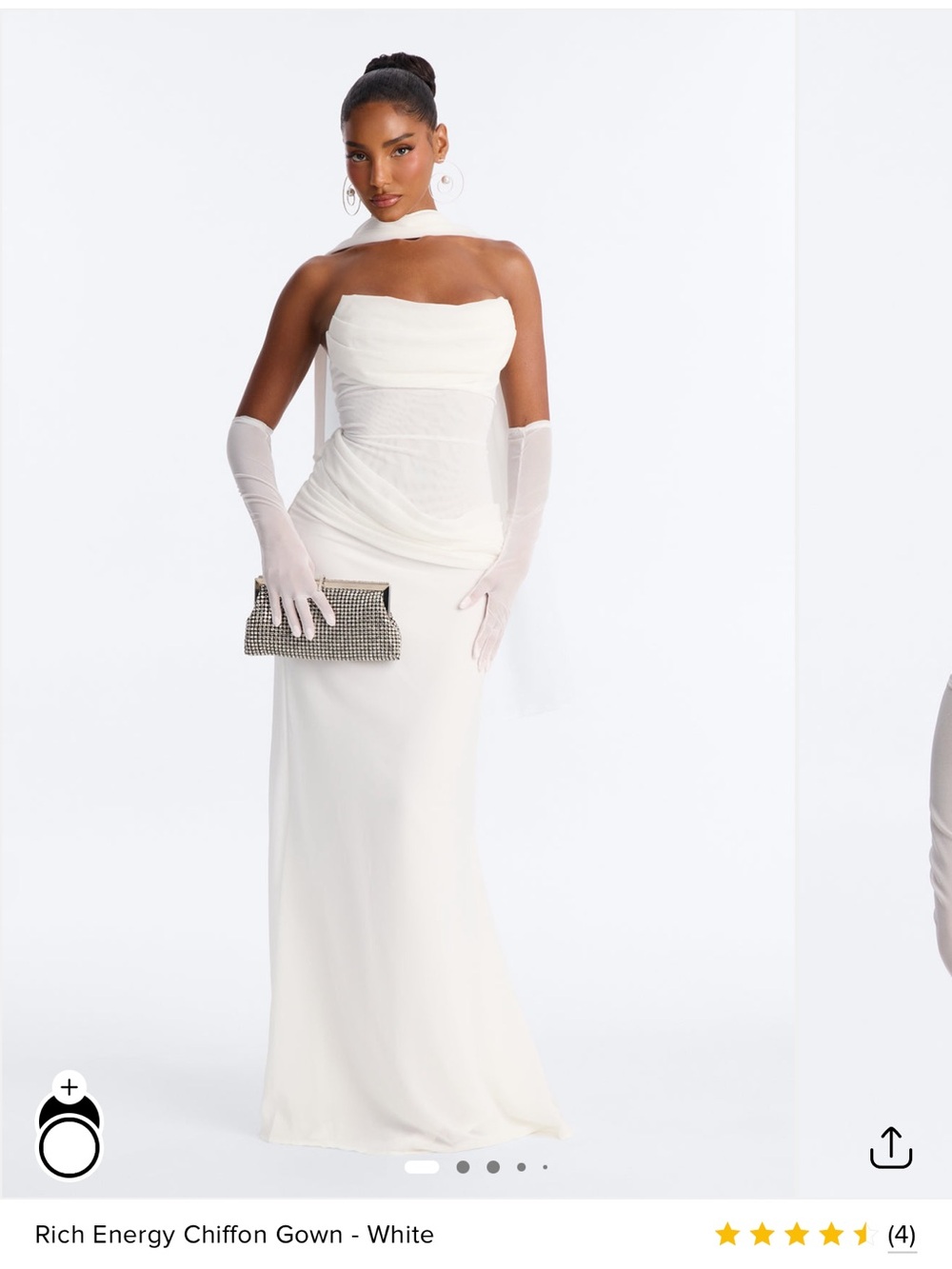 Fashion Nova Strapless White Chiffon Evening Gown